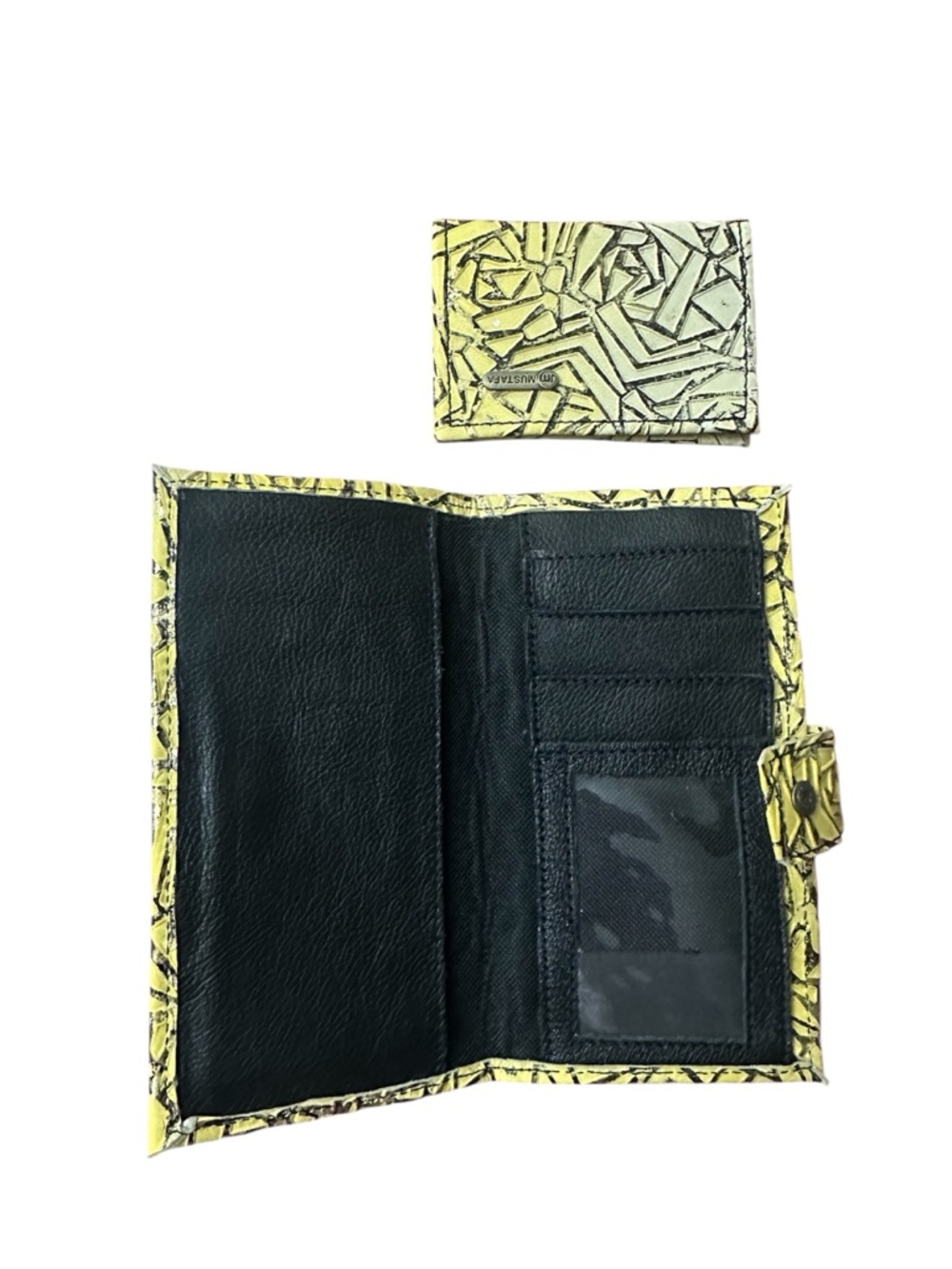 Yellow gold leather Geometric Wallet and cards holder - Picture 4 of 5
